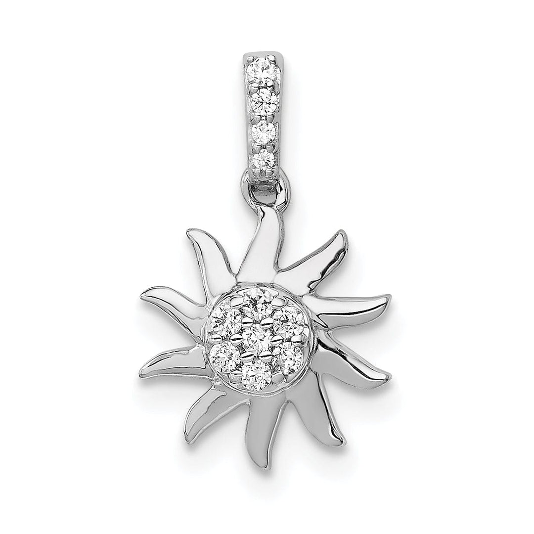 Lovely Rita's Pendants & Charms 14k White Gold Polished Finish 1/15ct. Diamond Fancy Sun Design Charm Pendant