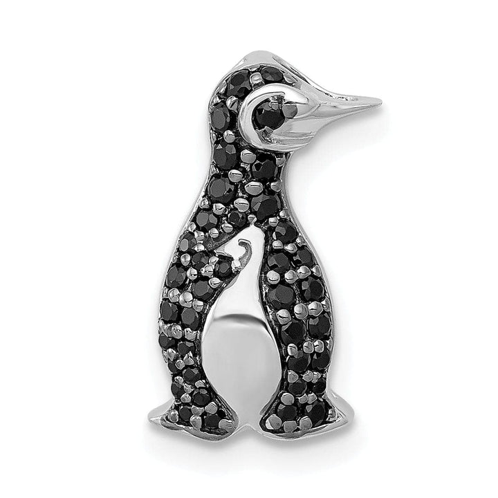 Lovely Rita's Pendants & Charms 14k White Gold Polished Finish 1/5ct. Black Diamonds Penguin Chain Slide Pendant will not fit omega chain