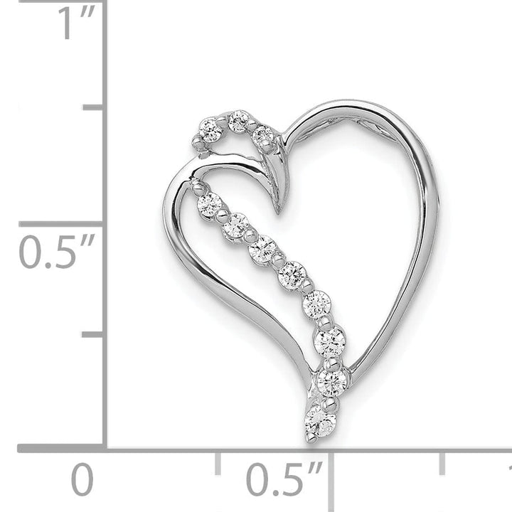 Lovely Rita's Pendants & Charms 14k White Gold Polished Finish 1/6-CT Diamond Fancy Heart Design Chain Slide Pendant will not fit on Omega Chain