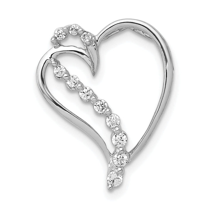 Lovely Rita's Pendants & Charms 14k White Gold Polished Finish 1/6-CT Diamond Fancy Heart Design Chain Slide Pendant will not fit on Omega Chain