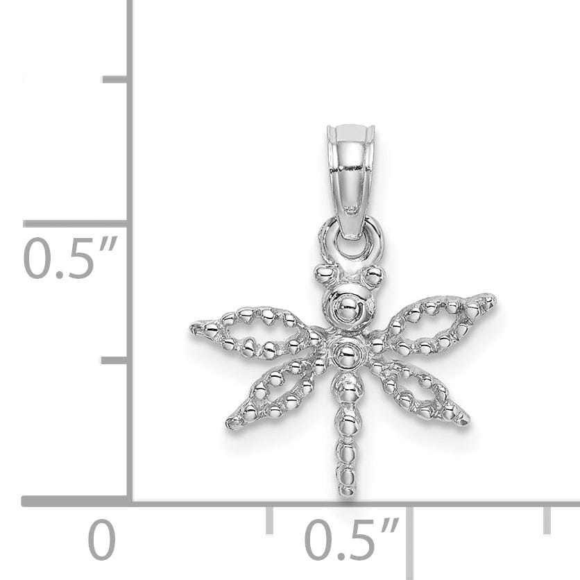 Lovely Rita's Pendants & Charms 14K White Gold Polished Finish 2-D Mini Dragonfly Charm Pendant