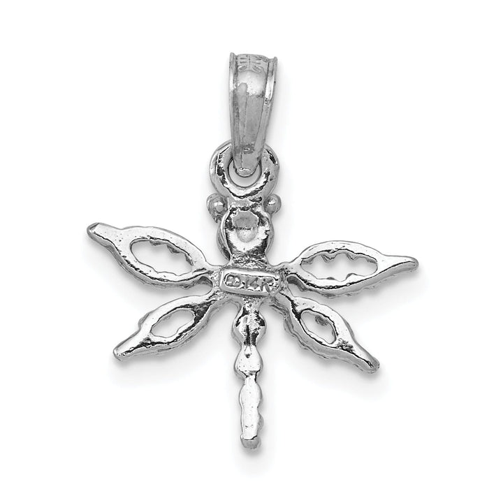 Lovely Rita's Pendants & Charms 14K White Gold Polished Finish 2-D Mini Dragonfly Charm Pendant