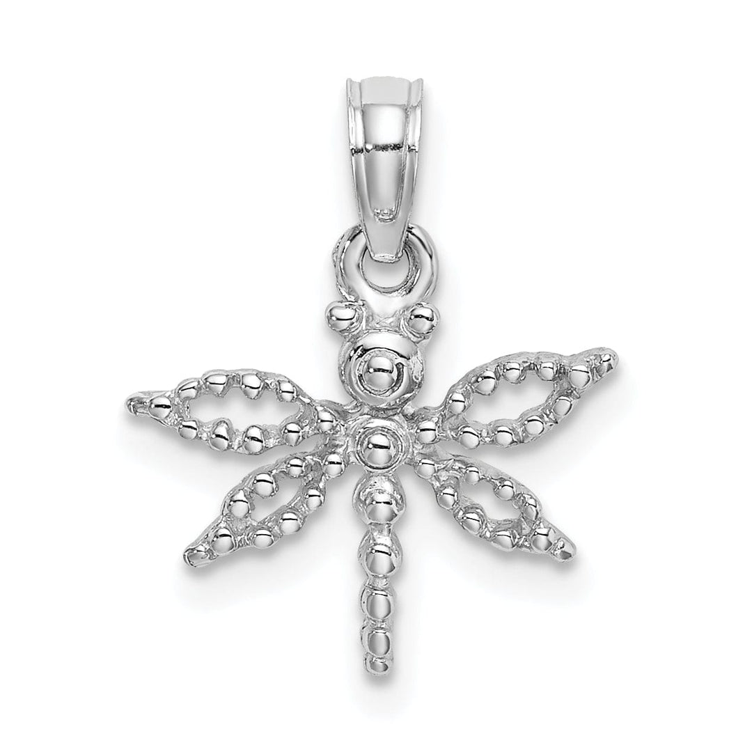 Lovely Rita's Pendants & Charms 14K White Gold Polished Finish 2-D Mini Dragonfly Charm Pendant
