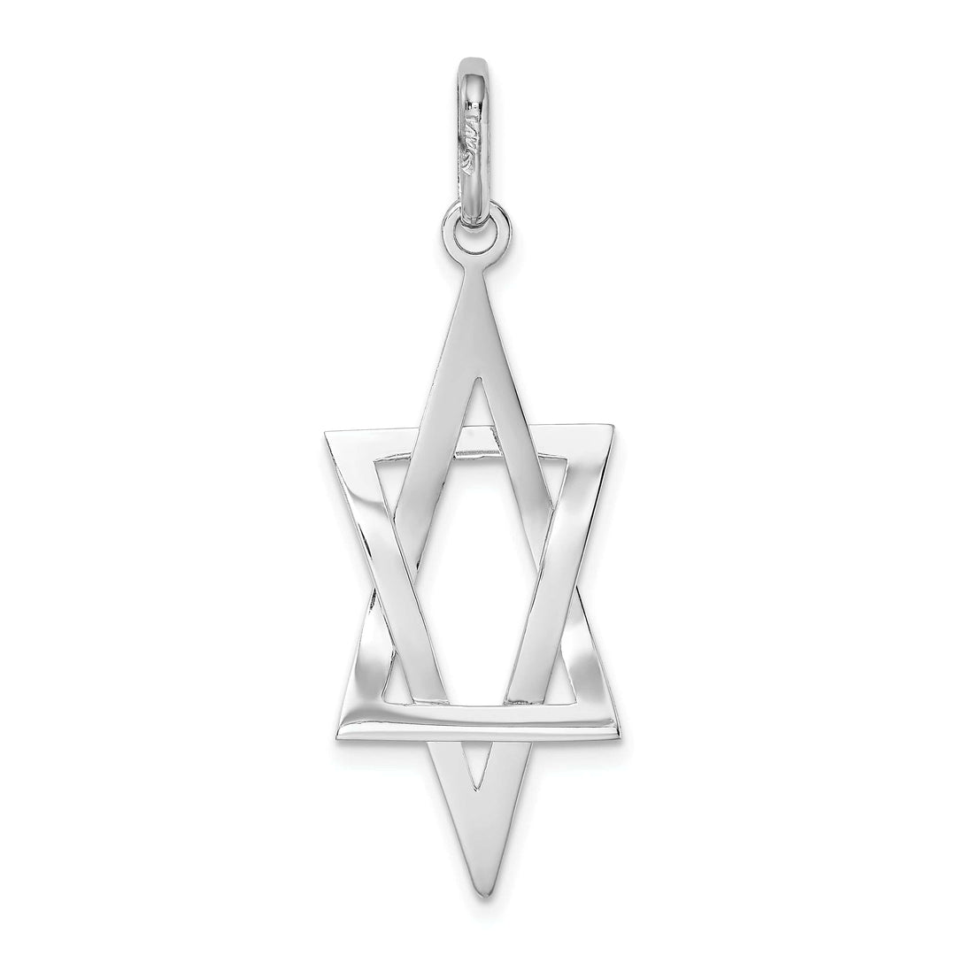 Lovely Rita's Pendants & Charms 14K White Gold Polished Finish 3-D Elongated Star Of David Pendant