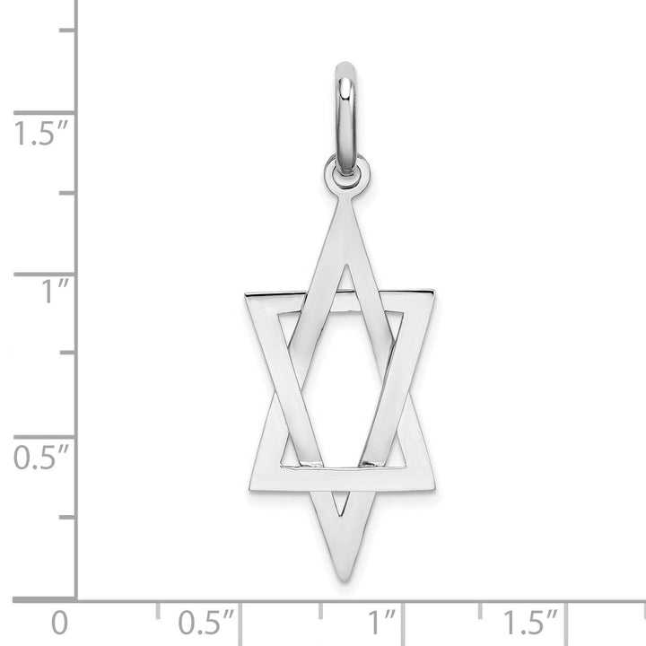 Lovely Rita's Pendants & Charms 14K White Gold Polished Finish 3-D Elongated Star Of David Pendant