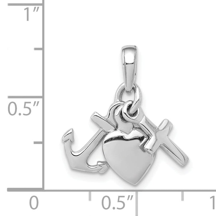 Lovely Rita's Pendants & Charms 14K White Gold Polished Finish 3-D Faith, Hope And Charity Pendant