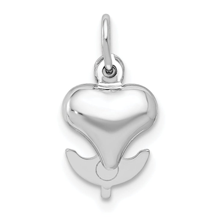 Lovely Rita's Pendants & Charms 14K White Gold Polished Finish 3-D Heart, Cross and Anchor Pendant