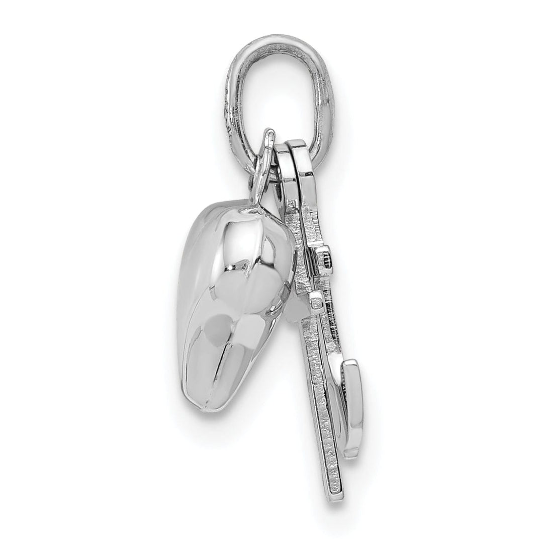 Lovely Rita's Pendants & Charms 14K White Gold Polished Finish 3-D Heart, Cross and Anchor Pendant