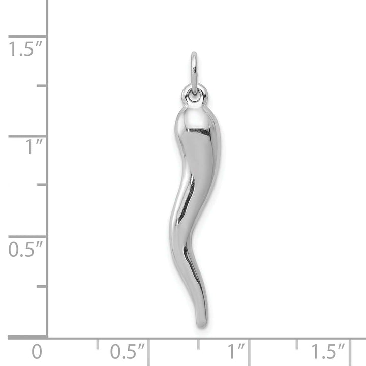 Lovely Rita's Pendants & Charms 14k White Gold Polished Finish 3-D Italian Horn Charm Pendant