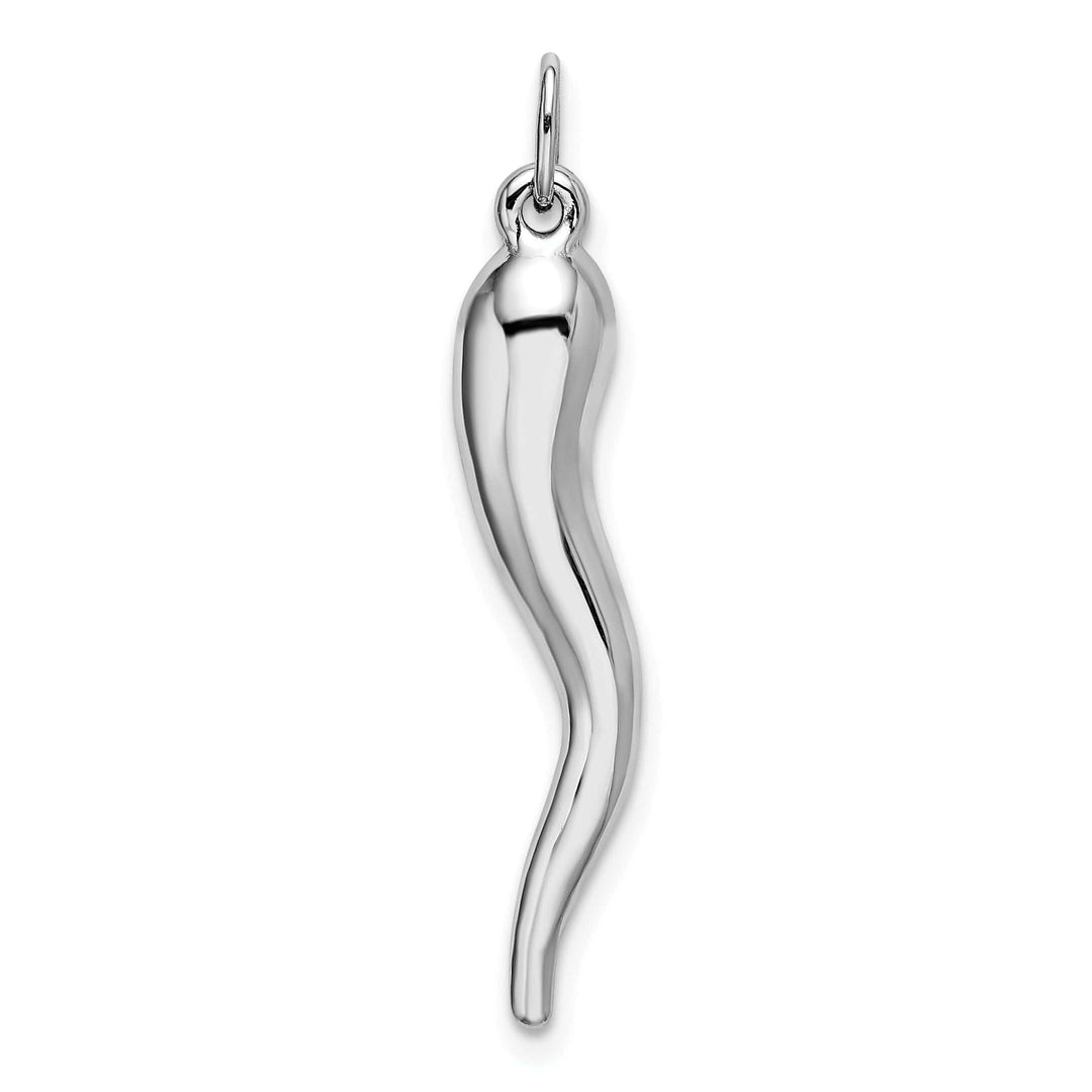 Lovely Rita's Pendants & Charms 14k White Gold Polished Finish 3-D Italian Horn Charm Pendant