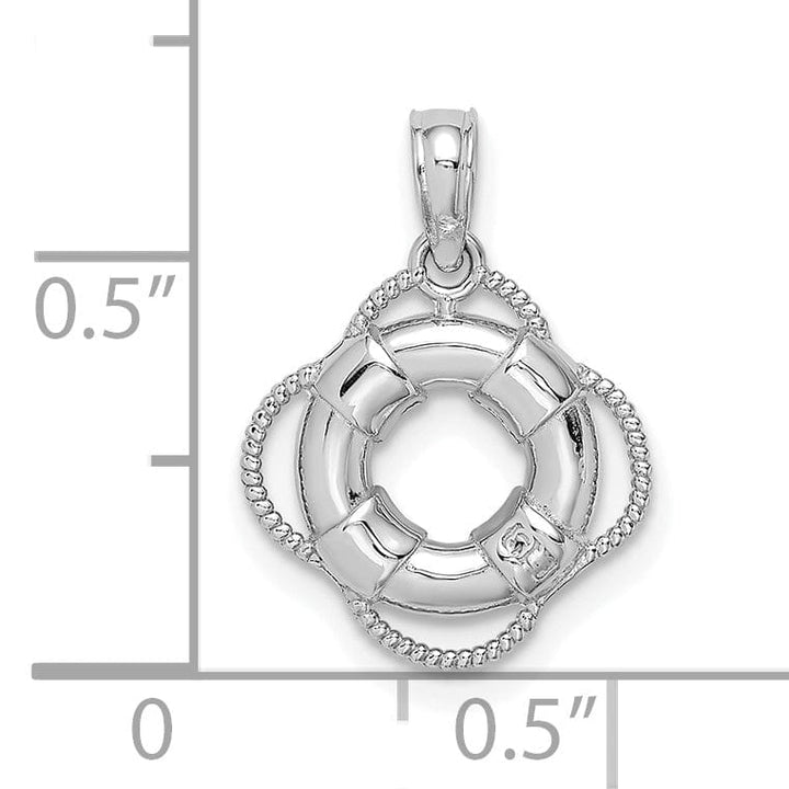 Lovely Rita's Pendants & Charms 14K White Gold Polished Finish 3-D Lifesaver Float Charm Pendant