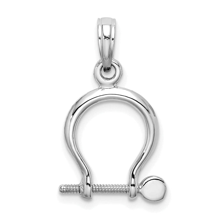 Lovely Rita's Pendants & Charms 14K White Gold Polished Finish 3-D Small Ship Shackle Link Screw Charm