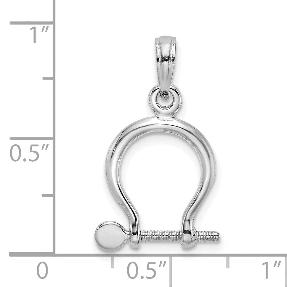 Lovely Rita's Pendants & Charms 14K White Gold Polished Finish 3-D Small Ship Shackle Link Screw Charm