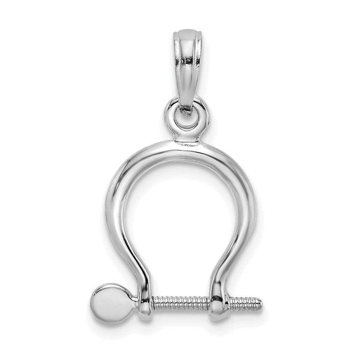 Lovely Rita's Pendants & Charms 14K White Gold Polished Finish 3-D Small Ship Shackle Link Screw Charm