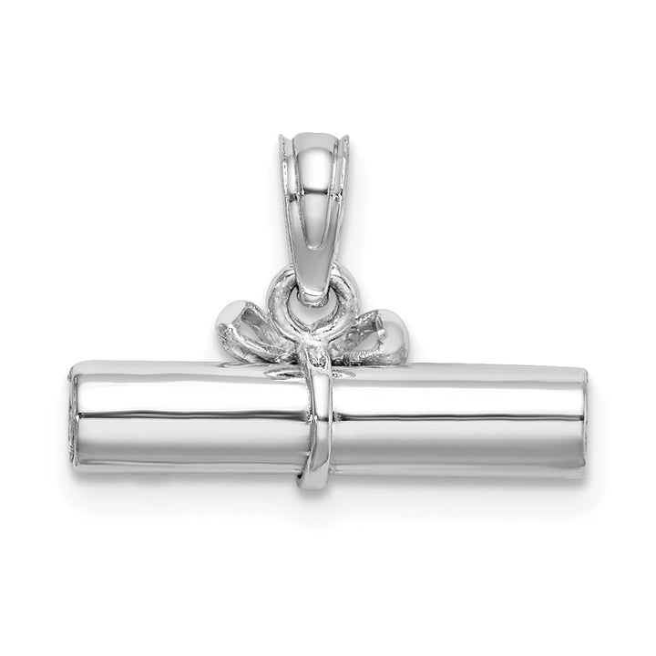 Lovely Rita's Pendants & Charms 14K White Gold Polished Finish 3-Dimensional DIPLOMA Rolled Up Charm Pendant