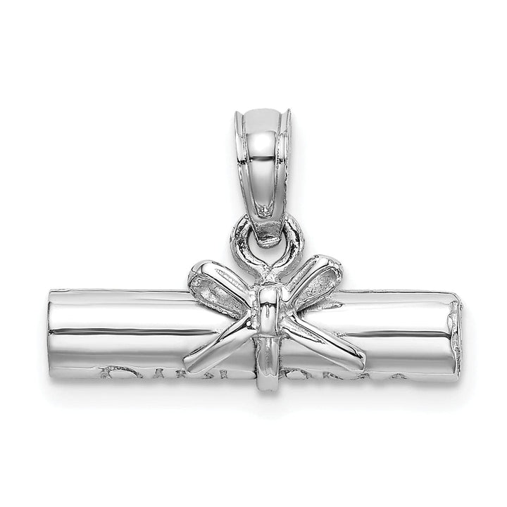 Lovely Rita's Pendants & Charms 14K White Gold Polished Finish 3-Dimensional DIPLOMA Rolled Up Charm Pendant