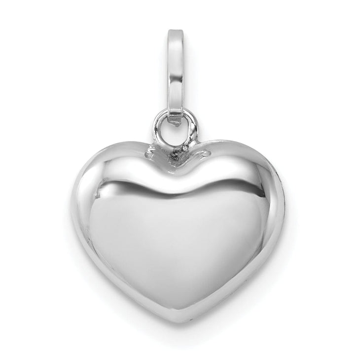 Lovely Rita's Pendants & Charms 14k White Gold Polished Finish 3-Dimensional Hollow Puffed Heart Design Charm Pendant