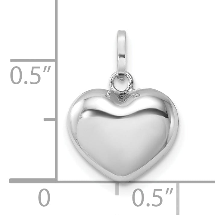 Lovely Rita's Pendants & Charms 14k White Gold Polished Finish 3-Dimensional Hollow Puffed Heart Design Charm Pendant