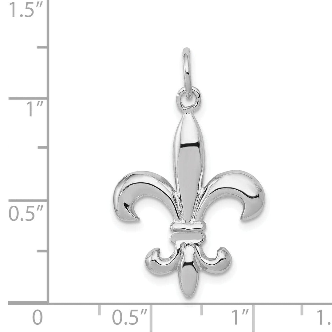 Lovely Rita's Pendants & Charms 14K White Gold Polished Finish 3-Dimensional Mens Fleur-de-Lis Design Charm Pendant