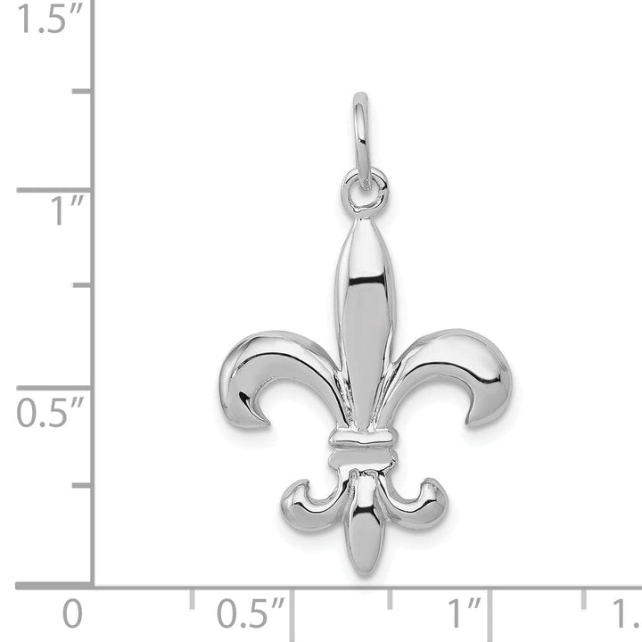 Lovely Rita's Pendants & Charms 14K White Gold Polished Finish 3-Dimensional Mens Fleur-de-Lis Design Charm Pendant