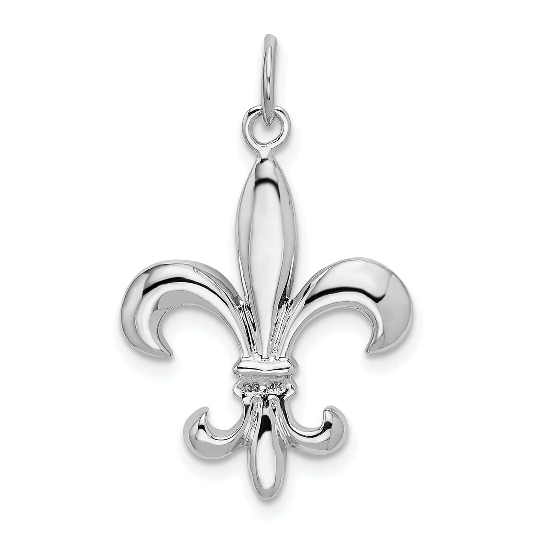 Lovely Rita's Pendants & Charms 14K White Gold Polished Finish 3-Dimensional Mens Fleur-de-Lis Design Charm Pendant