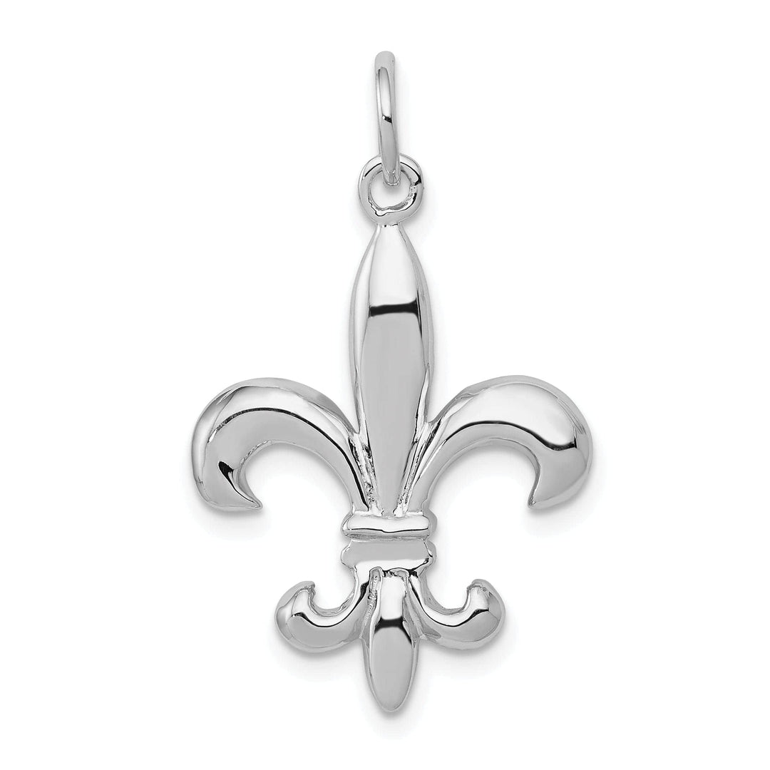Lovely Rita's Pendants & Charms 14K White Gold Polished Finish 3-Dimensional Mens Fleur-de-Lis Design Charm Pendant