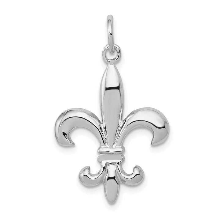 Lovely Rita's Pendants & Charms 14K White Gold Polished Finish 3-Dimensional Mens Fleur-de-Lis Design Charm Pendant