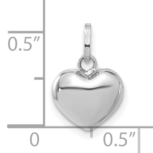 Lovely Rita's Pendants & Charms 14k White Gold Polished Finish 3-Dimensional Puffed Heart Charm Pendant
