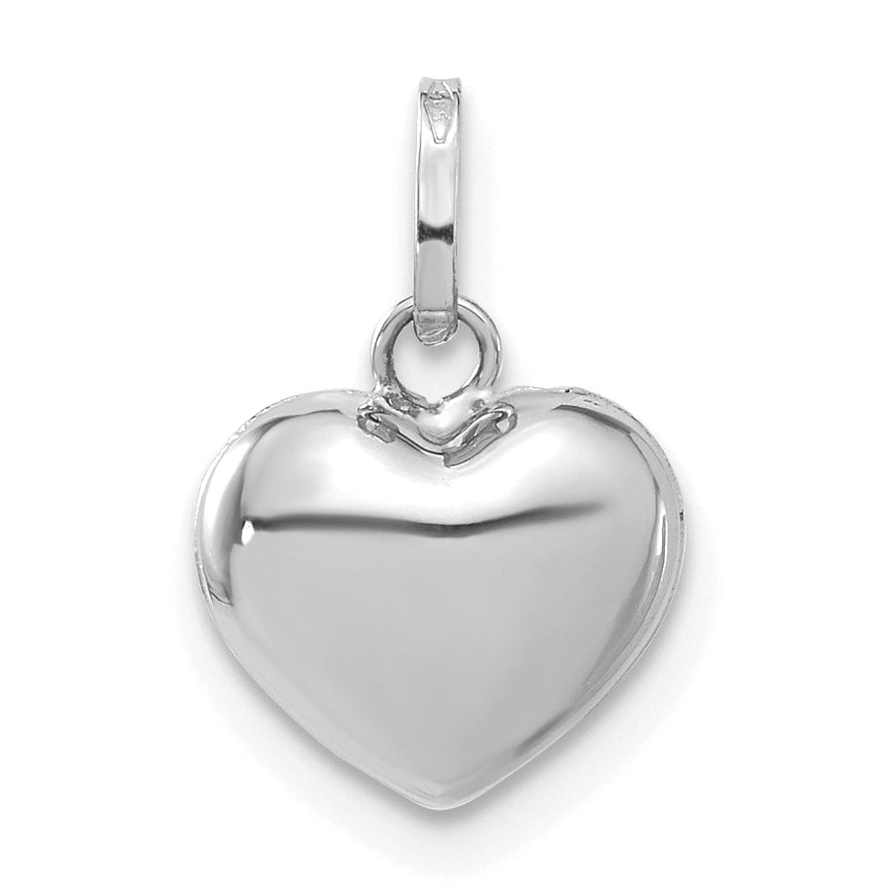 Lovely Rita's Pendants & Charms 14k White Gold Polished Finish 3-Dimensional Puffed Heart Charm Pendant