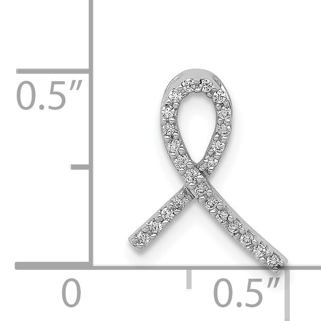 Lovely Rita's Pendants & Charms 14k White Gold Polished Finish Awareness Ribbon 1/10-ct Diamond Slide Pendant will not fit Omega Chain