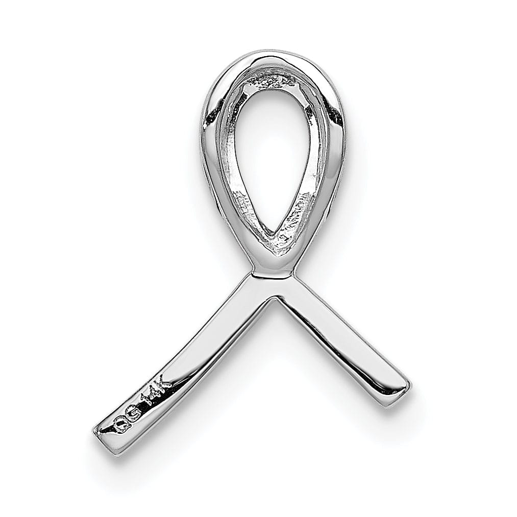 Lovely Rita's Pendants & Charms 14k White Gold Polished Finish Awareness Ribbon 1/10-ct Diamond Slide Pendant will not fit Omega Chain