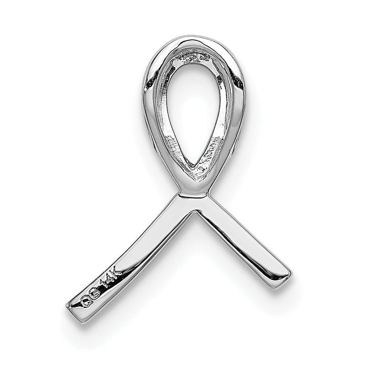 Lovely Rita's Pendants & Charms 14k White Gold Polished Finish Awareness Ribbon 1/10-ct Diamond Slide Pendant will not fit Omega Chain