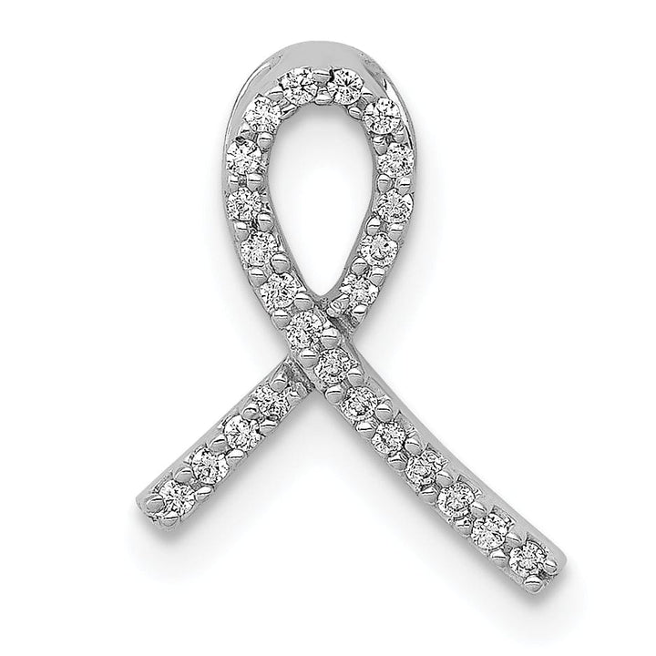 Lovely Rita's Pendants & Charms 14k White Gold Polished Finish Awareness Ribbon 1/10-ct Diamond Slide Pendant will not fit Omega Chain