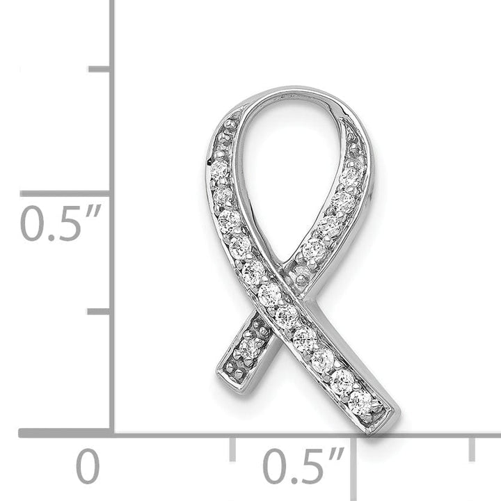Lovely Rita's Pendants & Charms 14k White Gold Polished Finish Awareness Ribbon 1/8-ct Diamond Slide Pendant will not fit Omega Chain