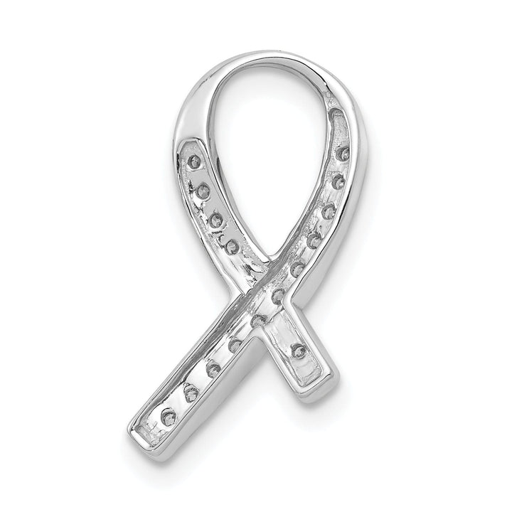 Lovely Rita's Pendants & Charms 14k White Gold Polished Finish Awareness Ribbon 1/8-ct Diamond Slide Pendant will not fit Omega Chain