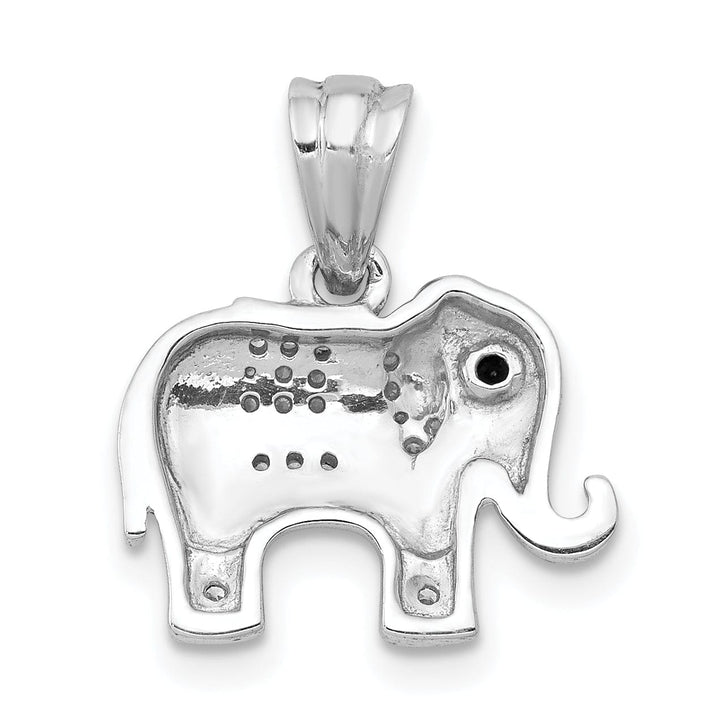 Lovely Rita's Pendants & Charms 14k White Gold Polished Finish Black Diamond Eyes with White 0.092CT Diamonds Elephant Design Charm Pendant