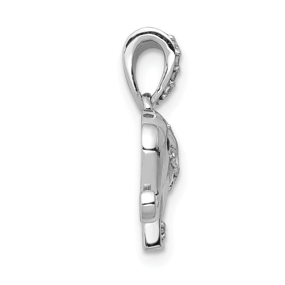 Lovely Rita's Pendants & Charms 14k White Gold Polished Finish Black Diamond Eyes with White 0.092CT Diamonds Elephant Design Charm Pendant