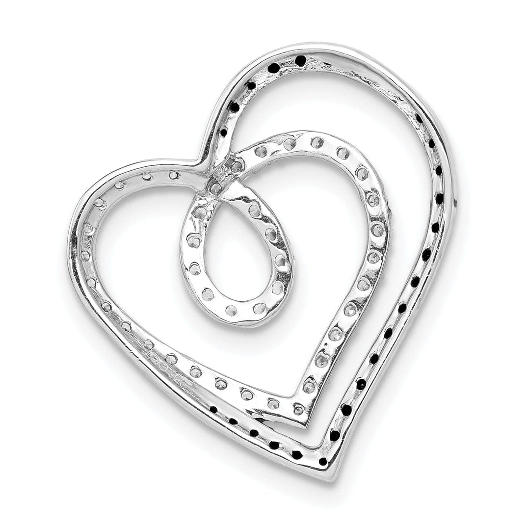 Lovely Rita's Pendants & Charms 14k White Gold Polished Finish Black & White 0.404-CT Diamond Entwined Loop Design Heart Chain Slide Pendant will not fit Omega Chain