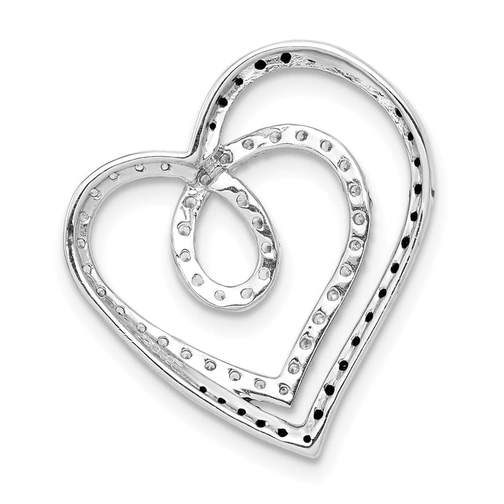 Lovely Rita's Pendants & Charms 14k White Gold Polished Finish Black & White 0.404-CT Diamond Entwined Loop Design Heart Chain Slide Pendant will not fit Omega Chain