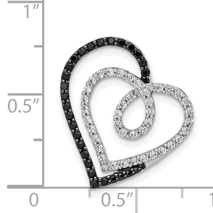 Lovely Rita's Pendants & Charms 14k White Gold Polished Finish Black & White 0.404-CT Diamond Entwined Loop Design Heart Chain Slide Pendant will not fit Omega Chain