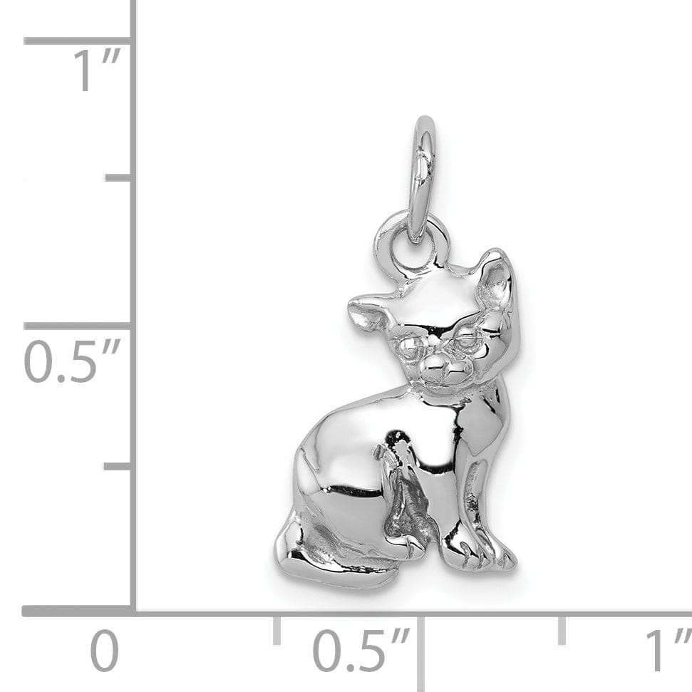 Lovely Rita's Pendants & Charms 14k White Gold Polished Finish Cat Sitting Design Charm Pendant