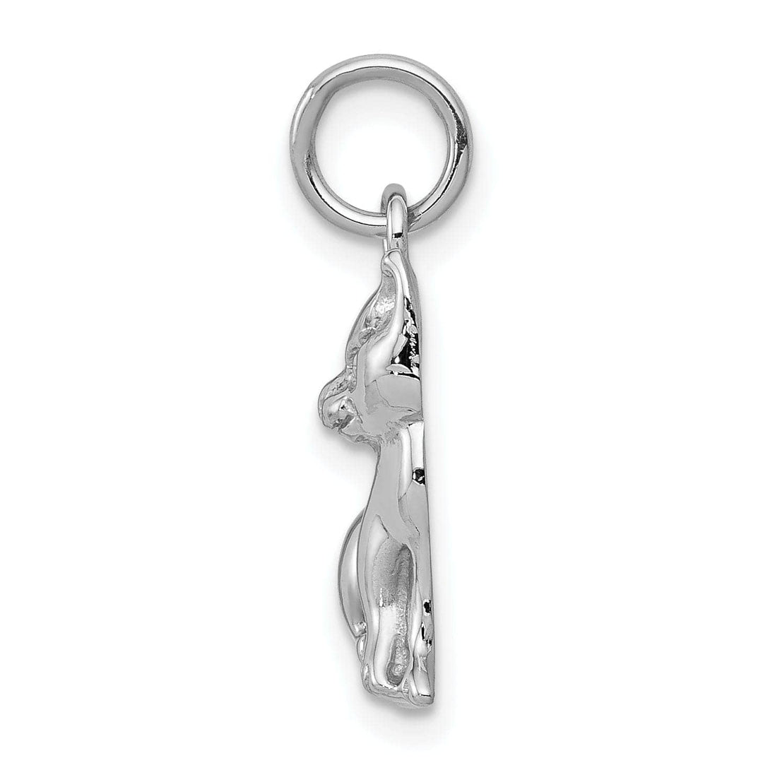 Lovely Rita's Pendants & Charms 14k White Gold Polished Finish Cat Sitting Design Charm Pendant