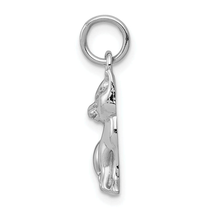 Lovely Rita's Pendants & Charms 14k White Gold Polished Finish Cat Sitting Design Charm Pendant