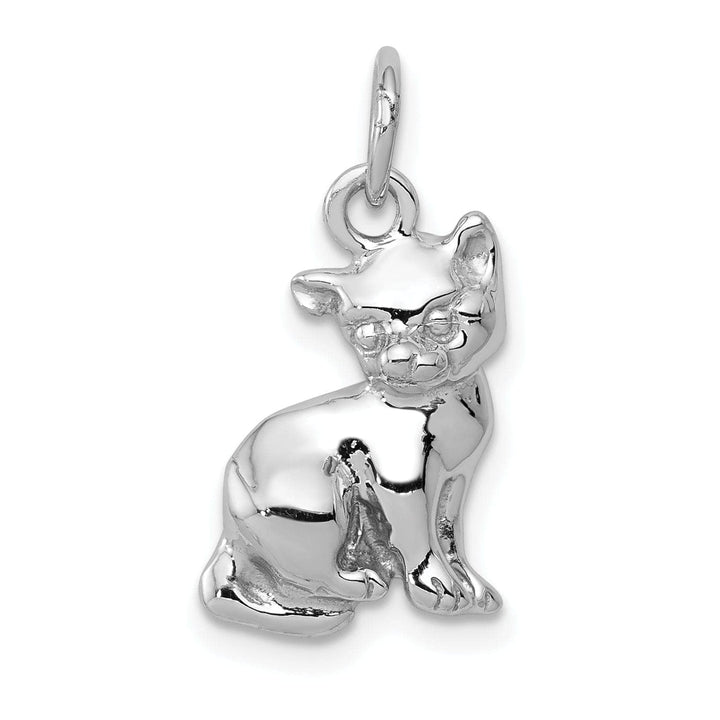 Lovely Rita's Pendants & Charms 14k White Gold Polished Finish Cat Sitting Design Charm Pendant