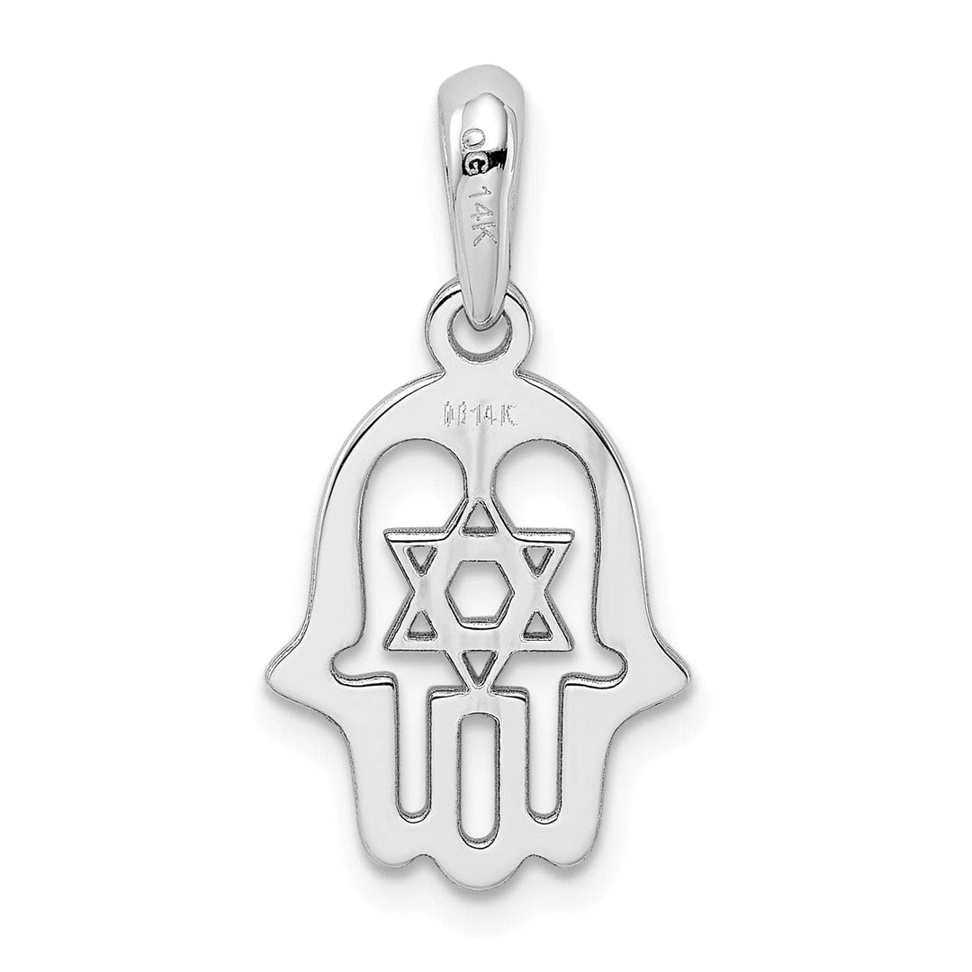 Lovely Rita's Pendants & Charms 14k White Gold Polished Finish Chamseh in Star of David Charm Pendant