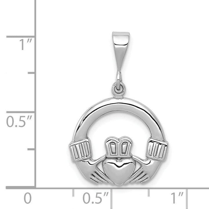 Lovely Rita's Pendants & Charms 14k White Gold Polished Finish Claddagh Design Pendant