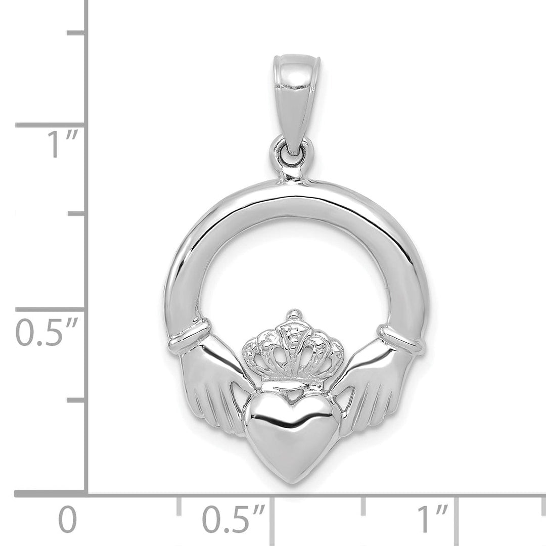 Lovely Rita's Pendants & Charms 14k White Gold Polished Finish Claddagh Design Pendant
