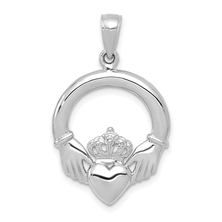 Lovely Rita's Pendants & Charms 14k White Gold Polished Finish Claddagh Design Pendant