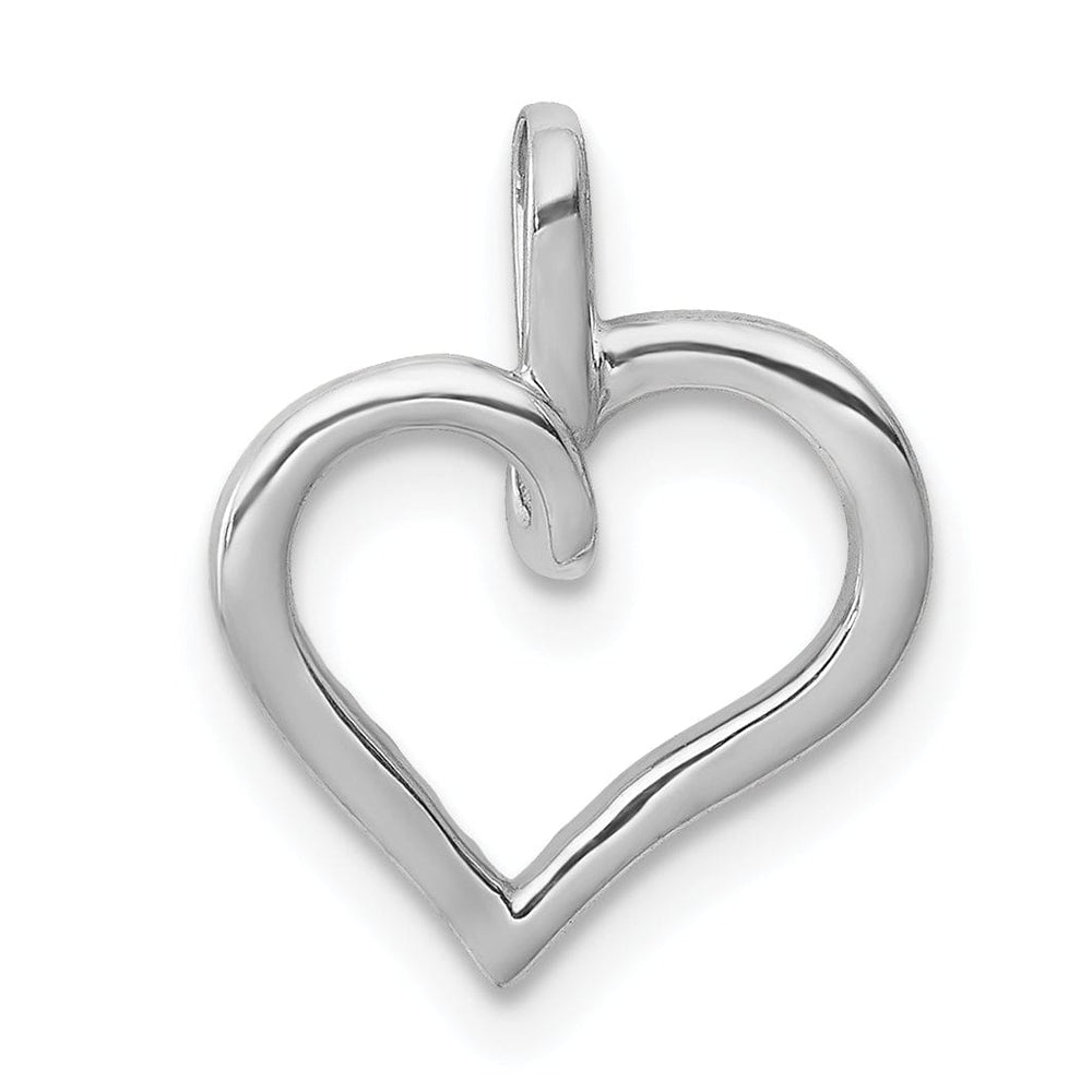 Lovely Rita's Pendants & Charms 14k White Gold Polished Finish Close Back 1/20 CT Diamond Modern Swirl Heart Design Charm Pendant
