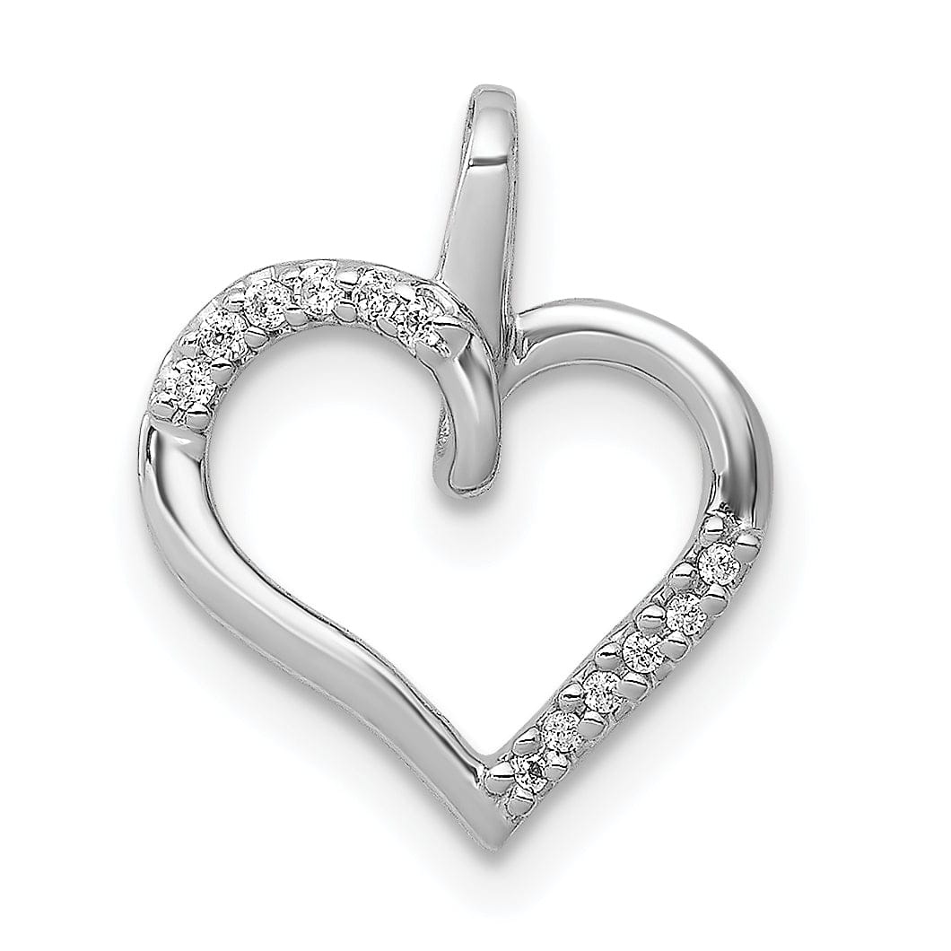 Lovely Rita's Pendants & Charms 14k White Gold Polished Finish Close Back 1/20 CT Diamond Modern Swirl Heart Design Charm Pendant